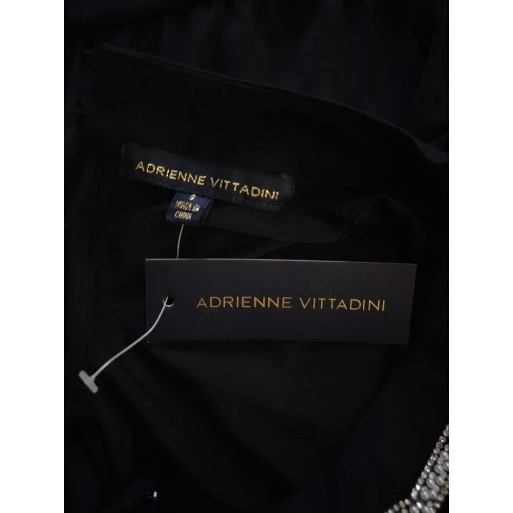 Adrienne Vittadini Sleeveless Black Top With Embellished Collar, Size S, NWT.